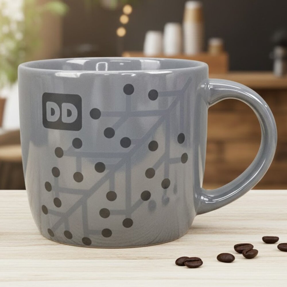 Dunkin Donuts Mug 2014 Snowflake Pearlescent Gray‎ Ceramic Holiday Coffee Cup